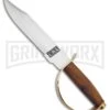 Tallen CSA D-Guard Bowie Brown Wood Fixed Blade Knife - Satin Plain 2 Tallen CSA D-Guard Bowie Brown Wood Fixed Blade Knife - Satin Plain -Kershaw Sale Store Grindworx D guard bowie brown wood satin BP 28663 jr large