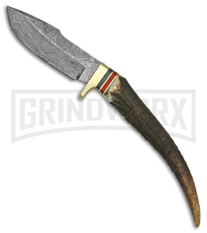 Rite Edge Grip Hunter Brown Fixed Blade Knife - Damascus Plain 1 Rite Edge Grip Hunter Brown Fixed Blade Knife - Damascus Plain