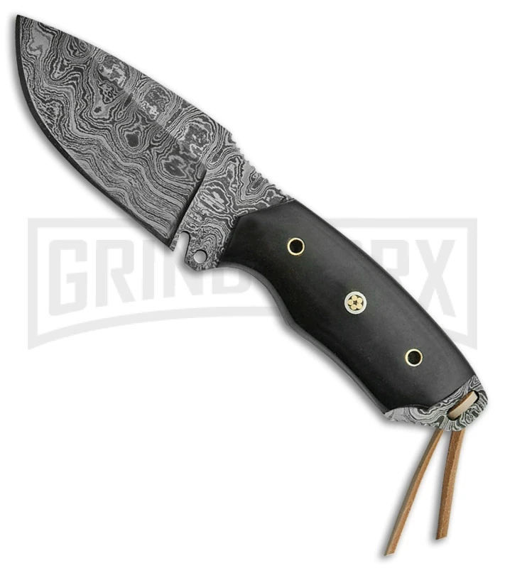 Tallen Runt Buffalo Horn Fixed Blade Knife - Damascus Plain 1 Tallen Runt Buffalo Horn Fixed Blade Knife - Damascus Plain