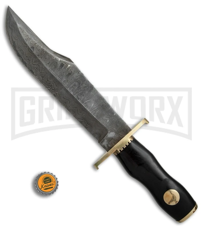 Tallen Wallaby Epic Bowie Fixed Blade Knife Black Wood (8.75" Damascus) 4 Tallen Wallaby Epic Bowie Fixed Blade Knife Black Wood (8.75" Damascus) - Image 4