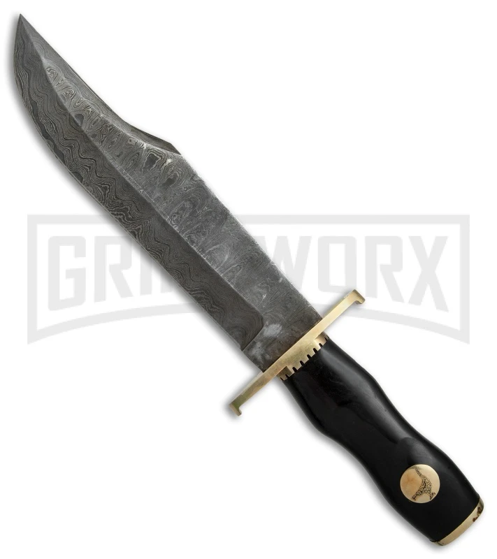 Tallen Wallaby Epic Bowie Fixed Blade Knife Black Wood (8.75" Damascus) 1 Tallen Wallaby Epic Bowie Fixed Blade Knife Black Wood (8.75" Damascus)