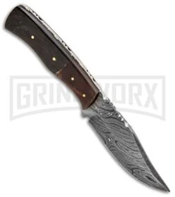 Tallen Wallaby Hunter Ebony/Wood Fixed Blade Knife - Damascus Plain -Kershaw Sale Store Grindworx Wallaby Hunter CP BP 28094 jr spine large