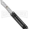 Instaknives Black Aluminum Balisong Tanto Trainer/Live Blade - Satin Dull/Plain -Kershaw Sale Store Instaknives Black Balisong Tanto Trainer Blade GX 37598 jr large