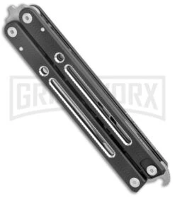 Instaknives Black Aluminum Balisong Tanto Trainer/Live Blade - Satin Dull/Plain -Kershaw Sale Store Instaknives Black Balisong Tanto Trainer Blade GX 37598 jr side large