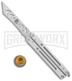 Instaknives Aluminum Balisong Tanto Trainer/Live Blade - Satin Dull/Plain -Kershaw Sale Store Instaknives Silver Balisong Tanto Trainer Blade GX 37599 jr bottlecap large