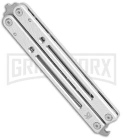 Instaknives Aluminum Balisong Tanto Trainer/Live Blade - Satin Dull/Plain -Kershaw Sale Store Instaknives Silver Balisong Tanto Trainer Blade GX 37599 jr spine large