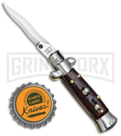 4.5" Italian Mini Stiletto Gonzo Wood Automatic Knife - Kris Satin 7 4.5" Italian Mini Stiletto Gonzo Wood Automatic Knife - Kris Satin -Kershaw Sale Store Italian Mini Stiletto Kriss Auto Gonzo Wood Satin BHQ 78289 jr bottlecap large