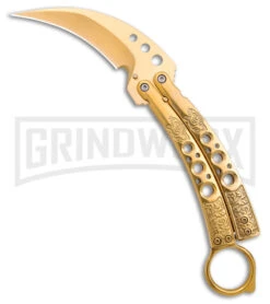 Karambit Tactical Gold Butterfly Knife Limited Edition - Gold