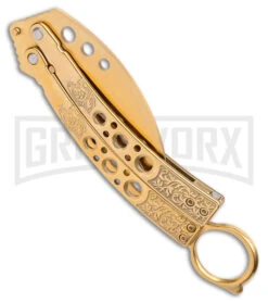Karambit Tactical Gold Butterfly Knife Limited Edition - Gold -Kershaw Sale Store Karambit Tactical Gold Butterfly Limited Edition Gold GX 39598 jr side large