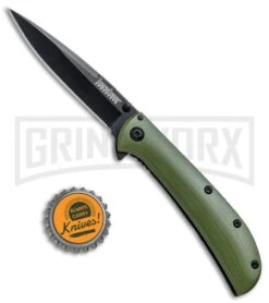 Kershaw Al Mar AM-3 Green G-10 Assisted Opening Knife - Black Plain -Kershaw Sale Store Kershaw Al Mar AM 3 Green G 10 Black 2335GRNBLK BHQ 71075 jr bottlecap large
