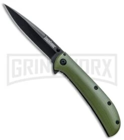 Kershaw Al Mar AM-3 Green G-10 Assisted Opening Knife - Black Plain
