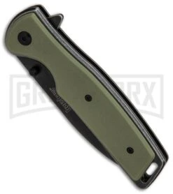 Kershaw Bevy OD Green G-10 Spring Assisted Knife - Blackwash Plain -Kershaw Sale Store Kershaw Bevy OD Green G10 Blackwash BHQ 83240 er spine large