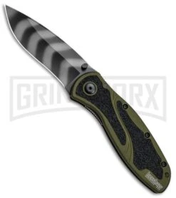 Kershaw Blur OD Green Assisted Opening Knife - Tiger Stripe Plain