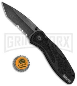 Kershaw Blur Tanto Black Assisted Opening Knife - Tanto Black Serr -Kershaw Sale Store Kershaw Blur Tanto Black BlackWash Serr 1670TSTBWWM BHQ 68394 jr bottlecap large