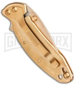 Kershaw Chive 24K Gold Plated Assisted Opening Knife - Gold -Kershaw Sale Store Kershaw Chive AO 24K Gold Plated KS1600G BHQ 86782 jr side large