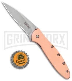 Kershaw Copper Leek 3" Assisted Opening Knife Stonewash -Kershaw Sale Store Kershaw Copper Leek Assisted Opening SW 1660CU BHQ 105986 jr bottlecap large