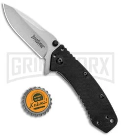 Kershaw Cryo Black G-10 Assisted Opening Knife - Stonewash Plain D2 -Kershaw Sale Store Kershaw Cyro Assited Opening Black G 10 D2 BHQ 91319 jr bottlecap large