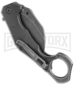 Kershaw Outlier Black GRN Assisted Folding Karambit - Black Stonewash Plain -Kershaw Sale Store Kershaw Karambit Black Dark SW jr side large