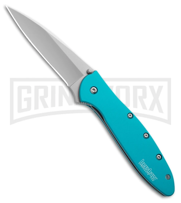 Kershaw Leek Teal Assisted Opening Knife - Bead Blast Plain 1 Kershaw Leek Teal Assisted Opening Knife - Bead Blast Plain