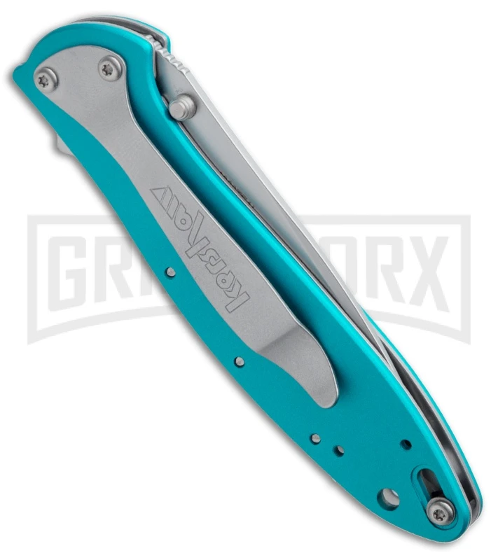 Kershaw Leek Teal Assisted Opening Knife - Bead Blast Plain 2 Kershaw Leek Teal Assisted Opening Knife - Bead Blast Plain - Image 2