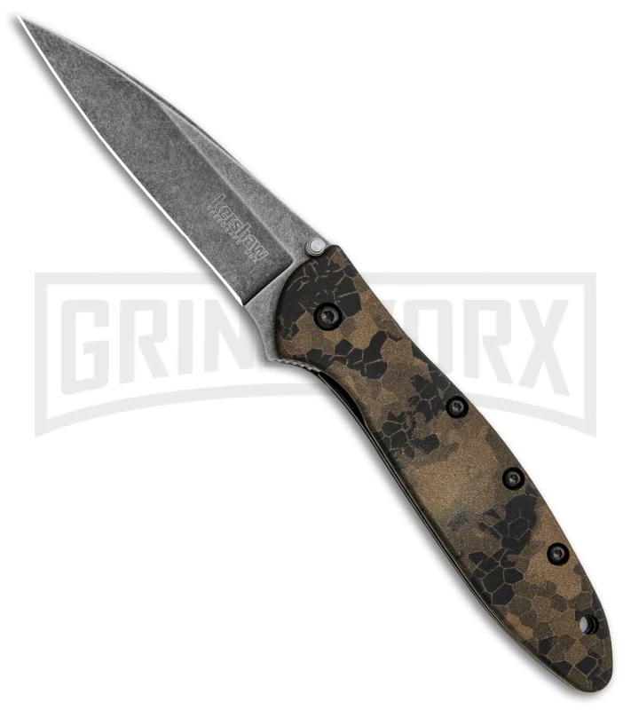Kershaw Leek Digital Brown Assisted Knife - Black SW Plain 1 Kershaw Leek Digital Brown Assisted Knife - Black SW Plain