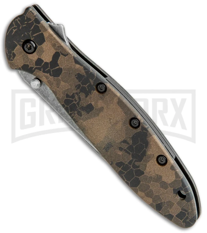 Kershaw Leek Digital Brown Assisted Knife - Black SW Plain 2 Kershaw Leek Digital Brown Assisted Knife - Black SW Plain - Image 2