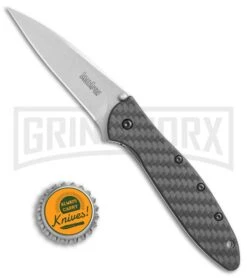 Kershaw Leek Carbon Fiber Assisted Opening Knife - Stonewash Plain -Kershaw Sale Store Kershaw Leek cf sw BHQ 52168 jr bottlecap large 1