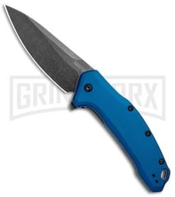 Kershaw Link Liner Lock Knife Blue Aluminum BlackWash Drop Point