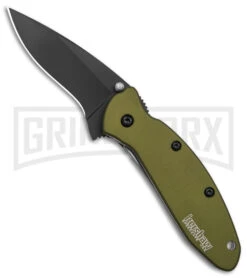 Kershaw Scallion Olive Assisted Opening Knife - Black Plain