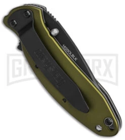 Kershaw Scallion Olive Assisted Opening Knife - Black Plain -Kershaw Sale Store Kershaw Scallion Assisted Opening Knife Olive 2in Black BHQ 11769 td side large