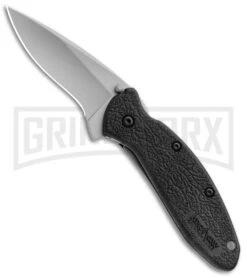 Kershaw Scallion Black Assisted Opening Knife - Bead Blast Plain