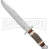 Linder Arkansas Toothpick Bowie Brown/White Fixed Blade Knife - Polished Plain -Kershaw Sale Store Linder Arkansas Toothpick Bowie Fixed Blade Stag Polished GX 9094 jr large