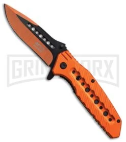 M-Tech Ballistic Canal Orange Spring Assisted Knife - Two-Tone Plain