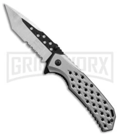 M-Tech Ballistic Dodge Gray Spring Assisted Knife - Satin Serr