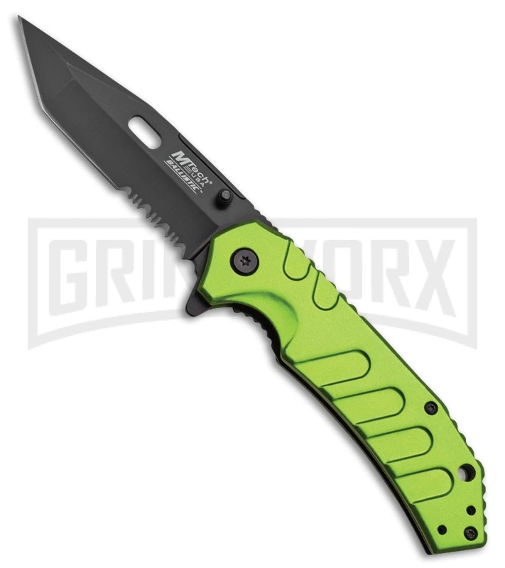M-Tech Ballistic Protector Green Spring Assisted Knife - Black Serr 1 M-Tech Ballistic Protector Green Spring Assisted Knife - Black Serr