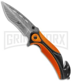M-Tech USA Breach Orange Aluminum Spring Assisted Knife - Gray Plain