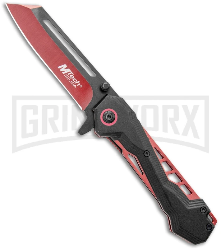 M-Tech USA Glow Scale Red Aluminum Spring Assisted Knife - Two-Tone Plain 1 M-Tech USA Glow Scale Red Aluminum Spring Assisted Knife - Two-Tone Plain