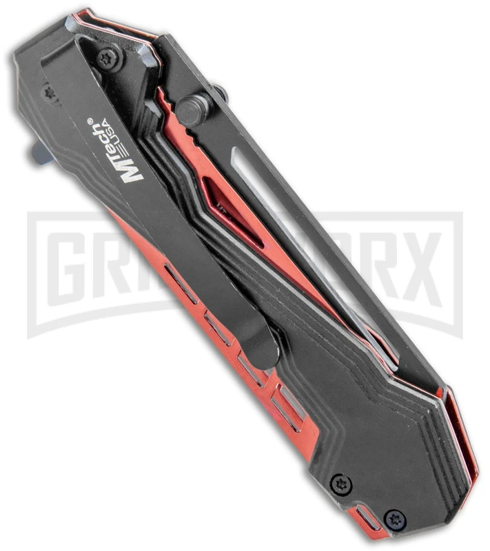 M-Tech USA Glow Scale Red Aluminum Spring Assisted Knife - Two-Tone Plain 3 M-Tech USA Glow Scale Red Aluminum Spring Assisted Knife - Two-Tone Plain - Image 3
