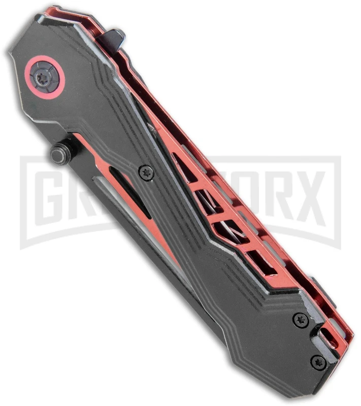 M-Tech USA Glow Scale Red Aluminum Spring Assisted Knife - Two-Tone Plain 2 M-Tech USA Glow Scale Red Aluminum Spring Assisted Knife - Two-Tone Plain - Image 2