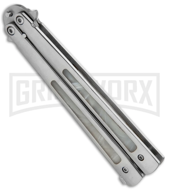 Magnificent Pearlex Balisong Butterfly Knife- Satin Plain 3 Magnificent Pearlex Balisong Butterfly Knife- Satin Plain - Image 3