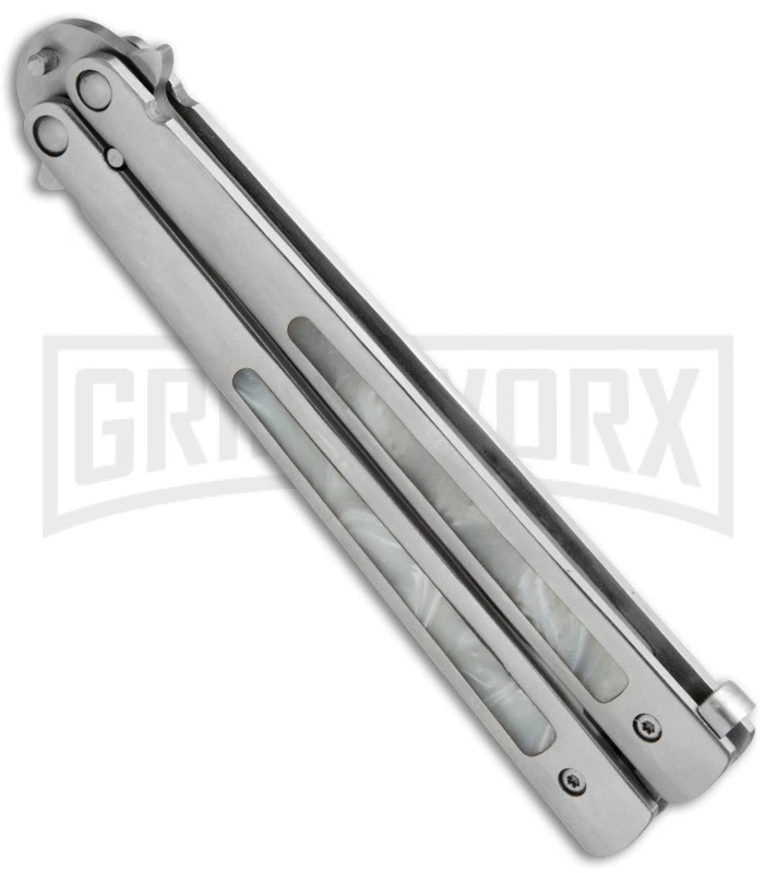Magnificent Pearlex Balisong Butterfly Knife- Satin Plain 2 Magnificent Pearlex Balisong Butterfly Knife- Satin Plain - Image 2