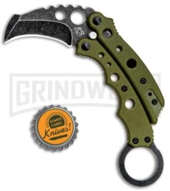 Mantis Vuja De Green G-10 Balisong Karambit Butterfly Knife - Black SW Plain -Kershaw Sale Store Mantis Vuja De Balisong Karambit Crossover Green G 10 Black SW MANMK4GSW BHQ 56614 jr bottlecap large