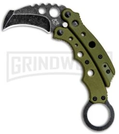 Mantis Vuja De Green G-10 Balisong Karambit Butterfly Knife - Black SW Plain