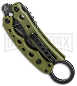 Mantis Vuja De Green G-10 Balisong Karambit Butterfly Knife - Black SW Plain -Kershaw Sale Store Mantis Vuja De Balisong Karambit Crossover Green G 10 Black SW MANMK4GSW BHQ 56614 jr side large