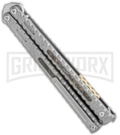 Maxace Knives Balisong Obsidian Titanium Handles CF Inlay (4" Satin) -Kershaw Sale Store Maxace Knives Balisong Obsidian Ti CF Inlay Satin BHQ 120300 jr side large