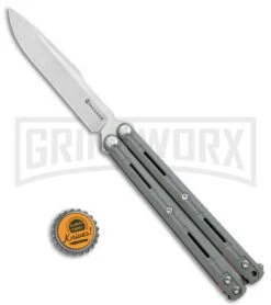 Maxace Knives Balisong Serpent Striker II Gray G-10 - Satin Drop Point Plain -Kershaw Sale Store Maxace Knives Balisong Serpent Striker II Grey G 10 Satin DP BHQ 120305 jr bottlecap large