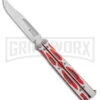 Maxace Unicorn White/Red G-10 Balisong Butterfly Knife - Bowie Satin Plain -Kershaw Sale Store Maxace Unicorn Balisong Butterfly White Red G10 Satin Bowie GX 40492 jr large