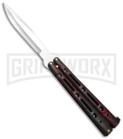 Mega Flick XL Red Balisong Butterfly Knife - Satin Plain