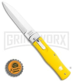 Mikov 241 Predator ABS Yellow Automatic Lever Lock Knife - Polish Plain -Pocket -Kershaw Sale Store Mikov 241 Predator Lever Lock Automatic Knife Yellow 3.75 Polish Pocket Clip BHQ 117840 LS Bottlecap large