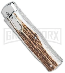 Mikov 241 Predator Light Stag Multi-Tool Automatic Knife (3.7" Polish) -Kershaw Sale Store Mikov 241 Predator Multi Tool Auto Stag Horn BHQ 31736 jr spine large